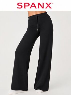 SPANX AirEssentials Black Wide Leg Drawstring Pants 3X